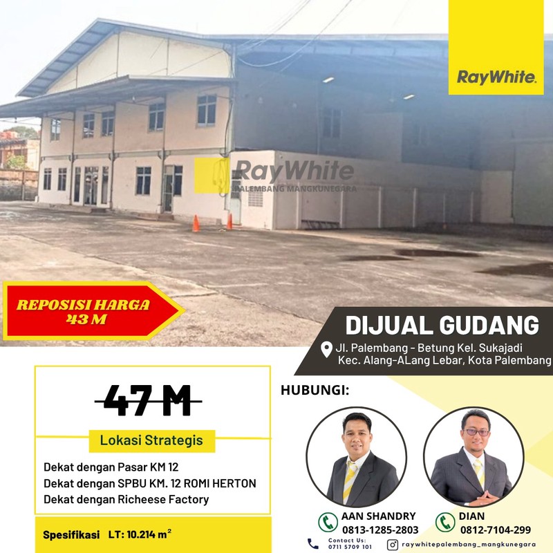 Dijual Cepat Gudang di Kota Palembang