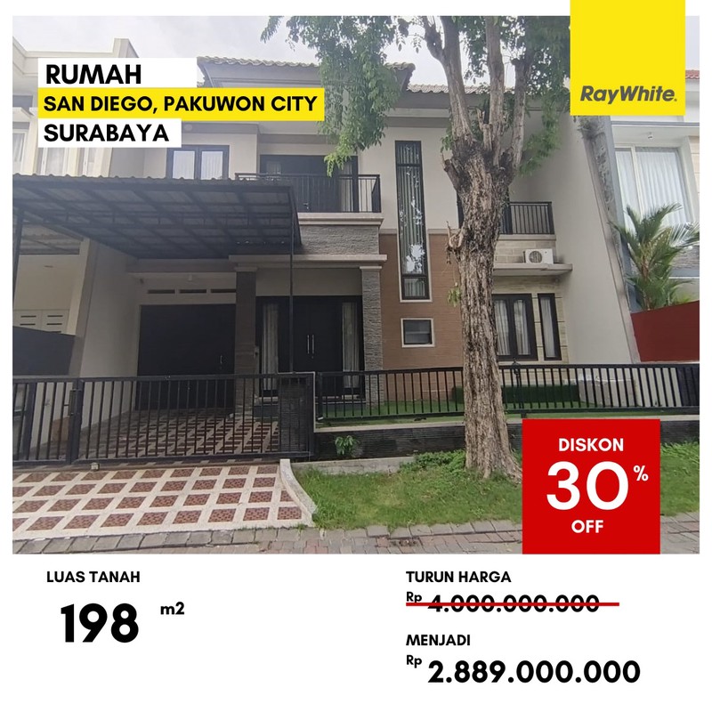 Dijual Rumah 2 lantai di San Diego Pakuwon City Surabaya