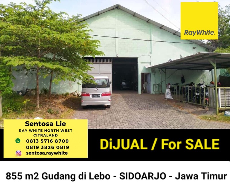Dijual 855 m2 Gudang Lebo - Sidoarjo - Jawa Timur - Ada Air Sumur - HGB