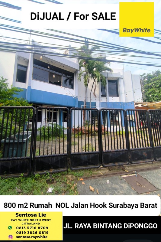 800 m2 Rumah Hook Raya Nol Jalan Bintang Diponggo Dekat Dekat Mayjend Sungkono, Hr Muhammad, Ciputra World Mall Cocok Untuk Kantor, Bank, Ruko, Rumah Makan, Cafe, Klinik Kecantikan