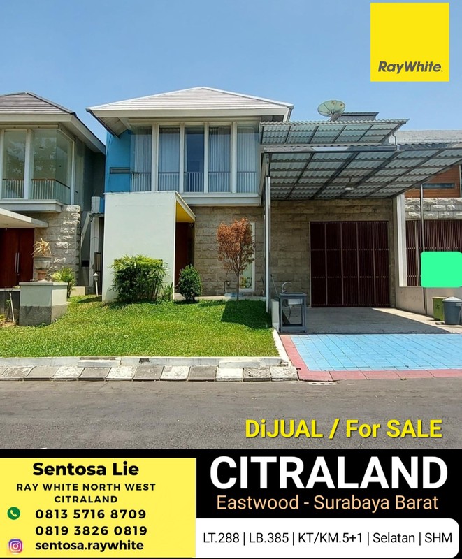 MURAH LUAS Dijual Rumah Raya Eastwood Citraland - Semi Furnished - Special Row Jalan Lebar 4 Mobil - Surat Shm