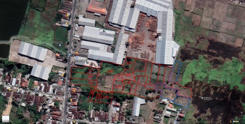 Dijual Tanah komersial diarea industri jalan raya Putat Lor, Boboh. Menganti- Gresik