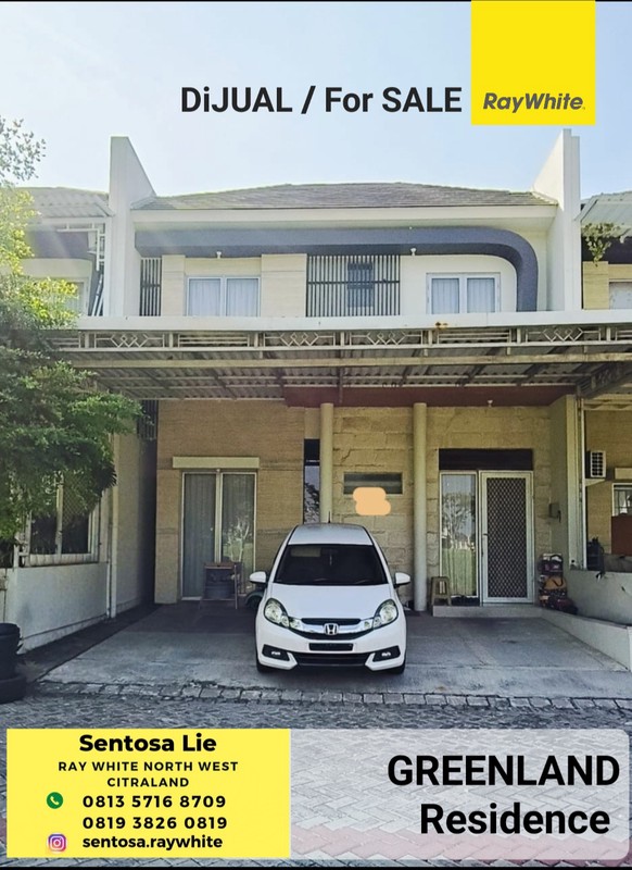 1 Milyar -an Dijual Rumah Greenland Residence Menganti Special Lebar 8 Meter Dekat The Green Lake Citraland, Pakuwon Mall Surabaya Barat
