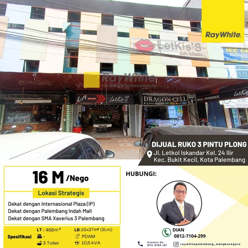 Ruko 3 Pintu di Jantung Kota Palembang - Harga Masih Bisa Nego!