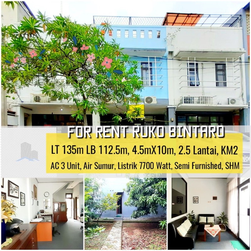 Ruko di Bintaro  Jakarta Selatan, Luas 135m harga 75jt/Thn, Murah, Jarang Ada!