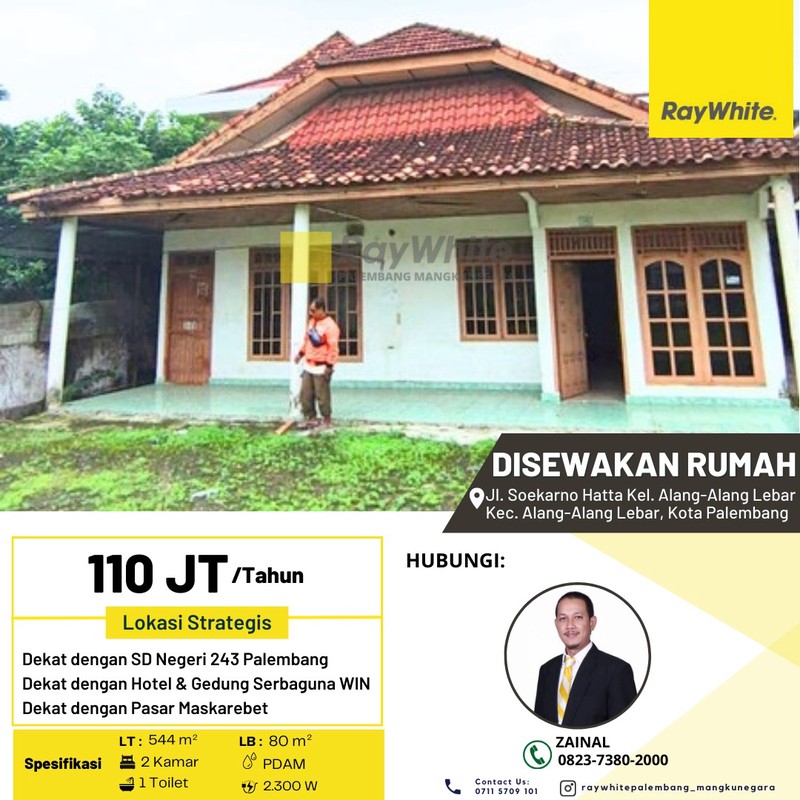 DISEWAKAN BANGUNAN + TANAH PINGGIR JALAN UTAMA