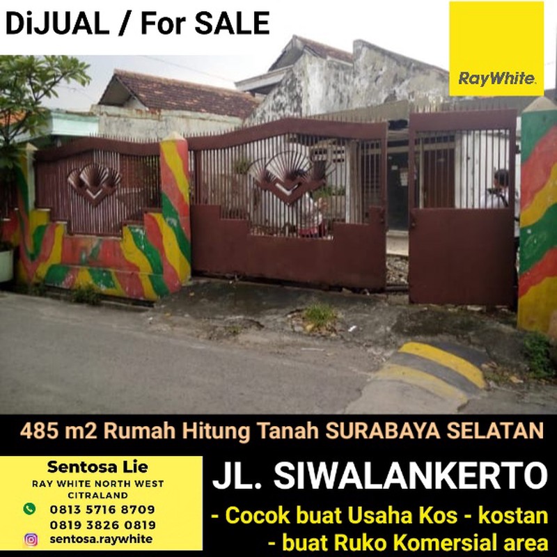 MURAH Rumah Hitung Tanah Rp.5 Jt-an/m2 Dijual 485 m2 Rumah Siwalankerto - Belakang UK Petra - Shm - Cocok Buat Rumah Usaha Kos- Kostan, Ruko Dll