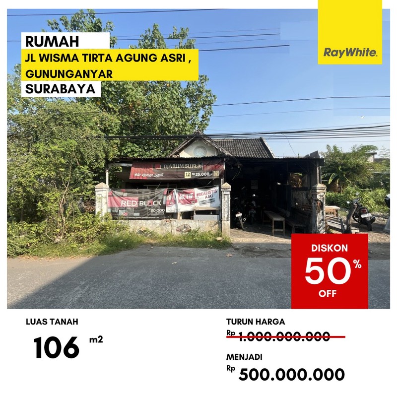 Dijual Rumah Lelang di Wisma Tirta Agung Asri Gununganyar Surabaya