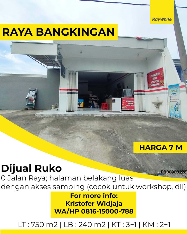 Ruko Dijual Lokasi Raya Bangkingan Lakarsantri Surabaya Barat Cocok Usaha Gudang Workshop dengan Lahan Belakang Luas