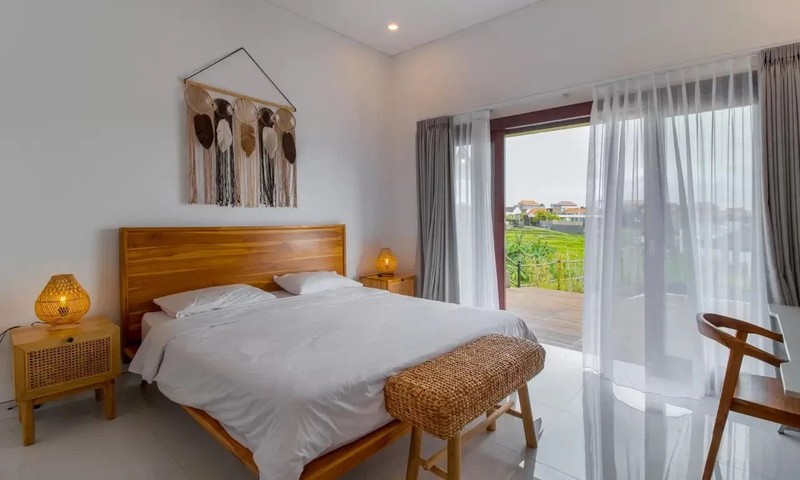 For Sale Leasehold - White villa joglo style with rice field views  in  Canggu - Bali