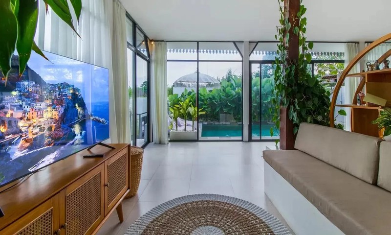 For Sale Leasehold - White villa joglo style with rice field views  in  Canggu - Bali