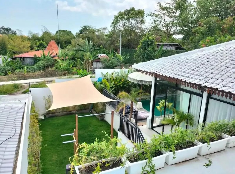 For Sale Leasehold - White villa joglo style with rice field views  in  Canggu - Bali