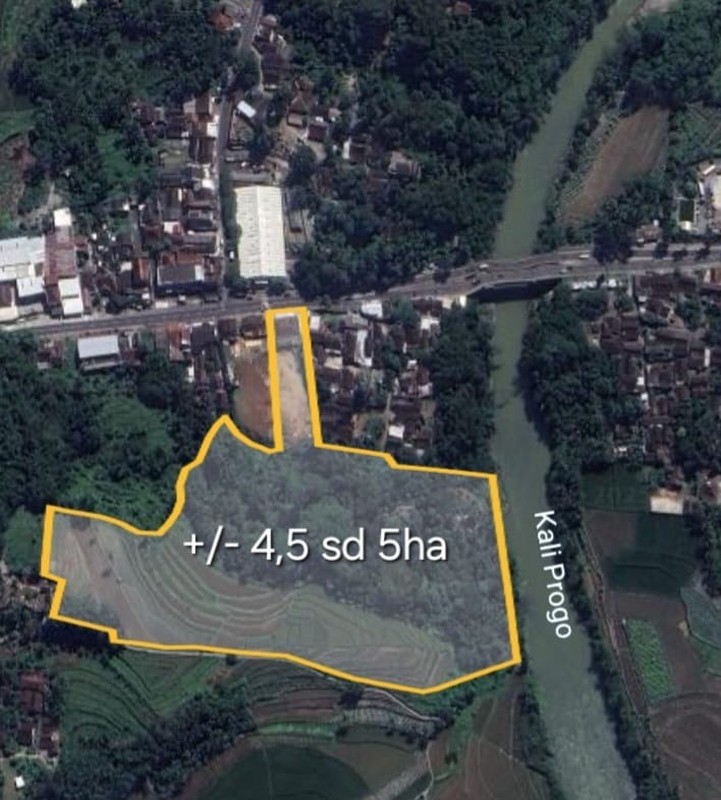 Tanah & Bangunan Luas 5 Ha di Pinggir Jalan Nasional Magelang,  Investasi Emas Seberang Pasar, Tempurejo, Tempuran, Magelang