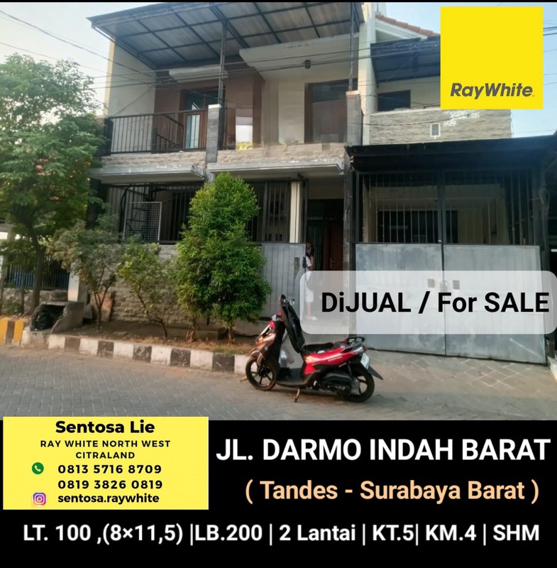 Dijual Rumah Darmo Indah Barat - Area Darmo Permai Surabaya Barat Dekat Kantor Imigrasi, Sekolah Karitas Tandes