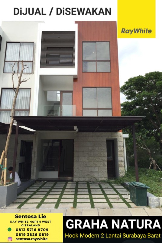 Disewakan Rumah Hook Graha Natura - Garden Ville Surabaya Barat Dekat G Walk Citraland, Pakuwon Mall, Sekolah Cambridge, Sekolah Margie