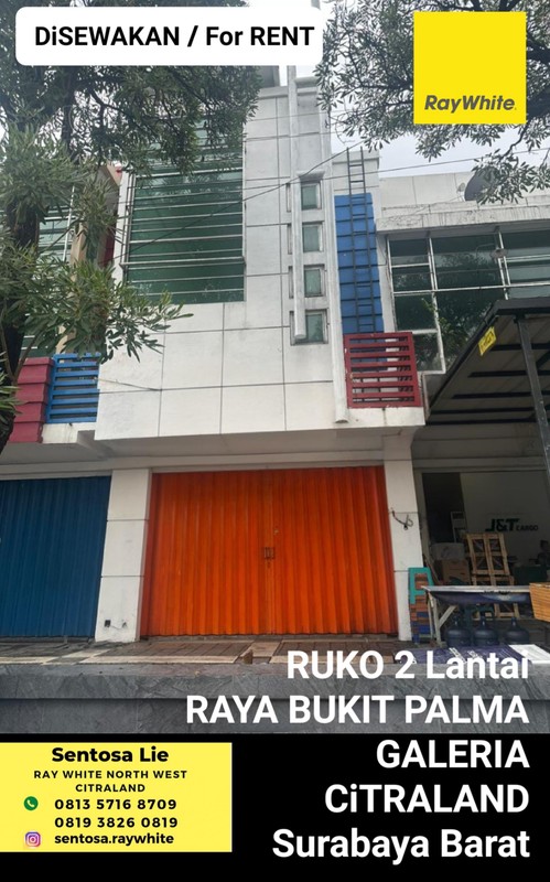 Murah Disewakan Ruko Raya Palma Galeria Citraland Surabaya Barat Strategis Nol Jalan Raya Lebar 4 Mobil, Parkiran Mobil Luas - Bagus Siap Huni