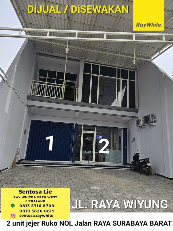 Dijual / Disewakan 2 Jejer Ruko Raya Wiyung Surabaya - Nol Jalan Raya - Parkiran Mobil Luas Cocok Buat Segala Usaha 