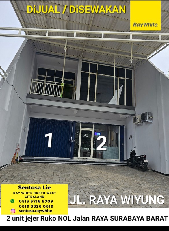 Disewakan 2 Ruko Raya Wiyung - Nol Jalan Raya Surabaya Barat - Parkiran Mobil Luas 