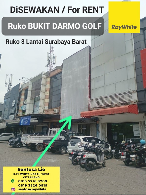 MURAH Disewakan Ruko Bukit Darmo Golf Surabaya Barat- Parkiran Mobil Luas - Dekat Mayjen Sungkono . Akses Tol Satelit, Graha Family, Pakuwon Mall