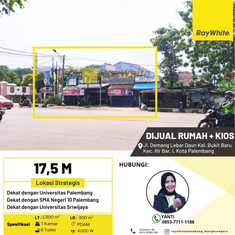 Dijual rumah + ruko di pinggir jalan utama lokasi pusat bisnis