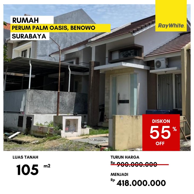 Dijual Rumah 400 Jutaan di Palm Oasis Benowo Surabaya