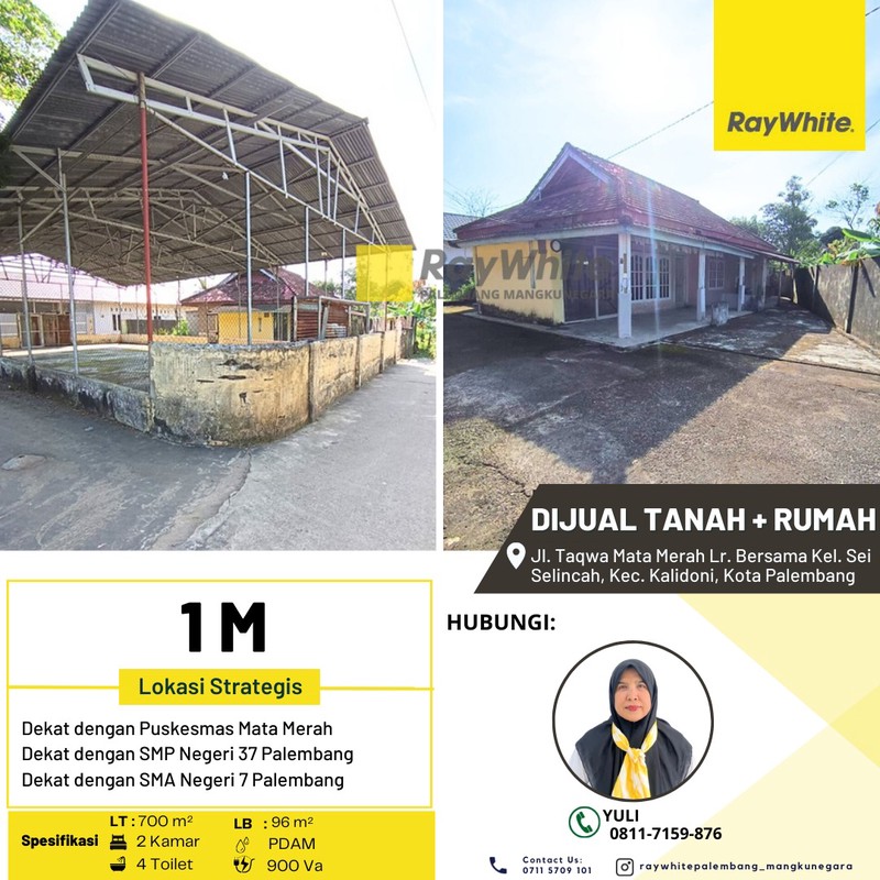 Dijual Tanah + Rumah di Jl. Taqwa Mata Merah Lr. Bersama Kel. Sei Selincah, Kec. Kalidoni, Kota Palembang