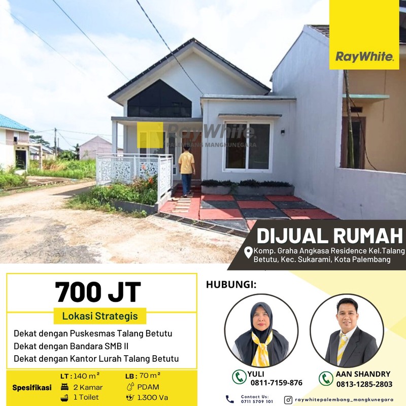 Dijual Rumah di Komp. Graha Angkasa Residence Kel.Talang Betutu, Kec. Sukarami, Kota Palembang