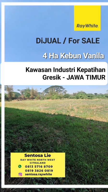 MURAH Rp. 2 Jt-an/m2 Dijual 4 Ha Pabrik Kepatihan Industri - Menganti - Gresik Jawa Timur - Surat Shm 