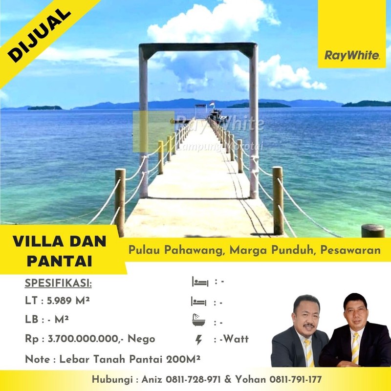 dijual tanah pantai murah pahawang