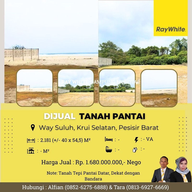 dijual tanah pantai murah krui lampung barat