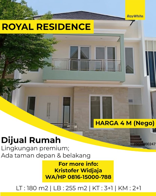 Rumah Dijual di Royal Residence Wiyung Surabaya Barat Cluster Premium