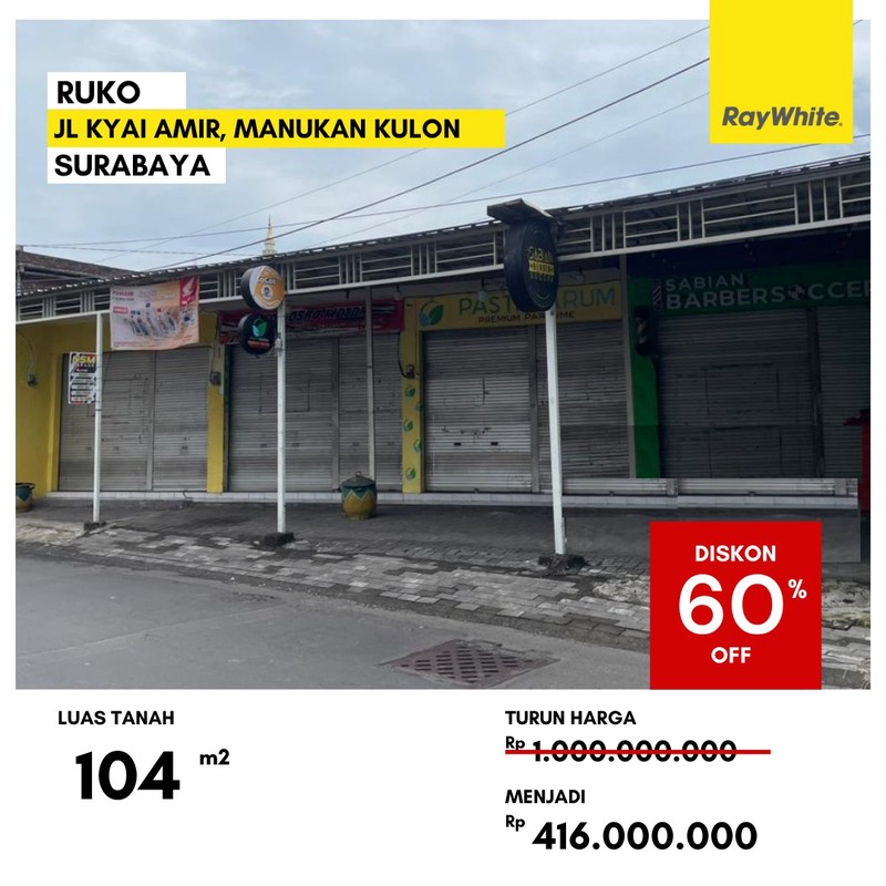 Dijual Ruko 400 Jutaan di Jl Kyai Amir Manukan Kulon Surabaya