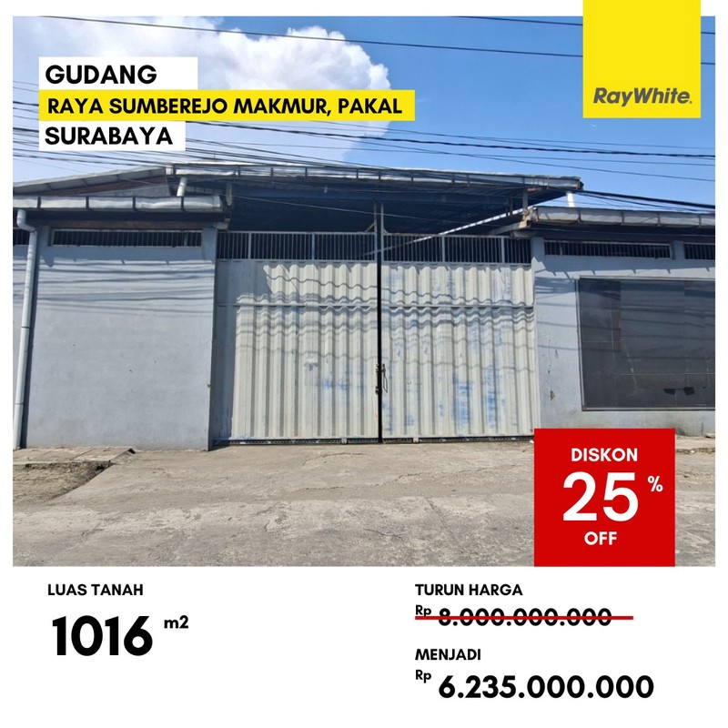 Dijual Gudang di Raya Sumberejo Makmur Pakal Surabaya
