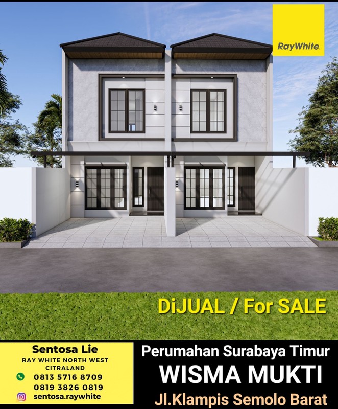 Dijual Rumah Baru Wisma Mukti - Klampis Semolo Barat - Area Sukolilo- Semolowaru- Rumah Baru Modern Minimalis 2 Lantai Suabaya Timur - Ready 2 Unit Rumah Jejer