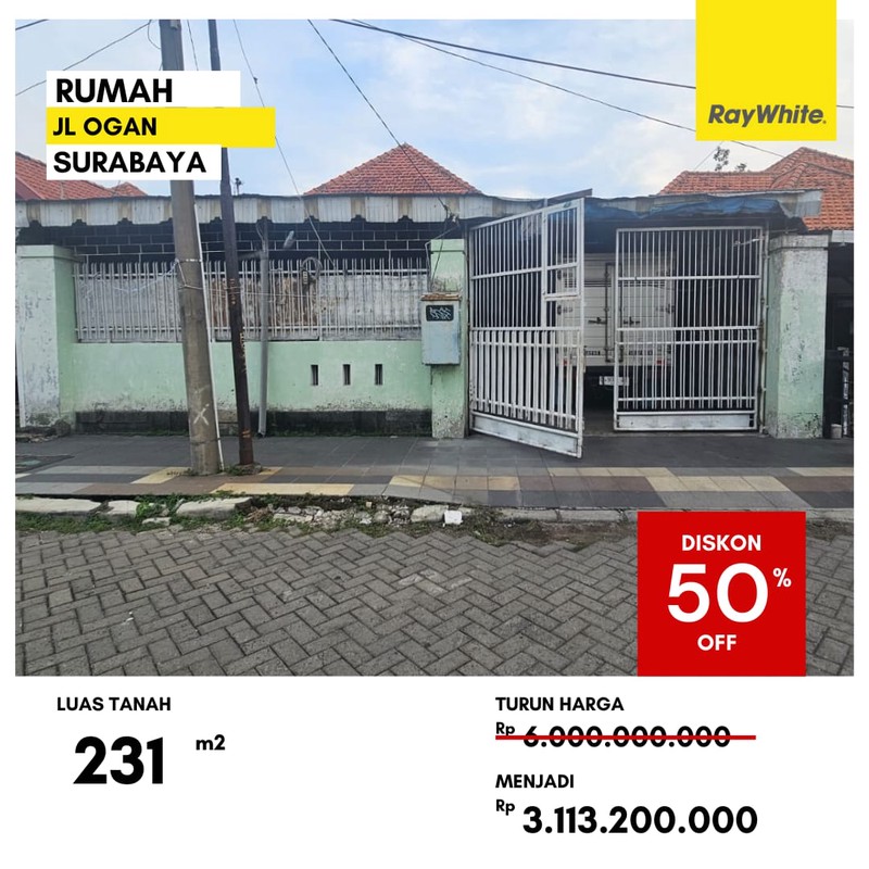 Dijual Rumah Pusat Kota di Jalan Ogan Darmo Surabaya