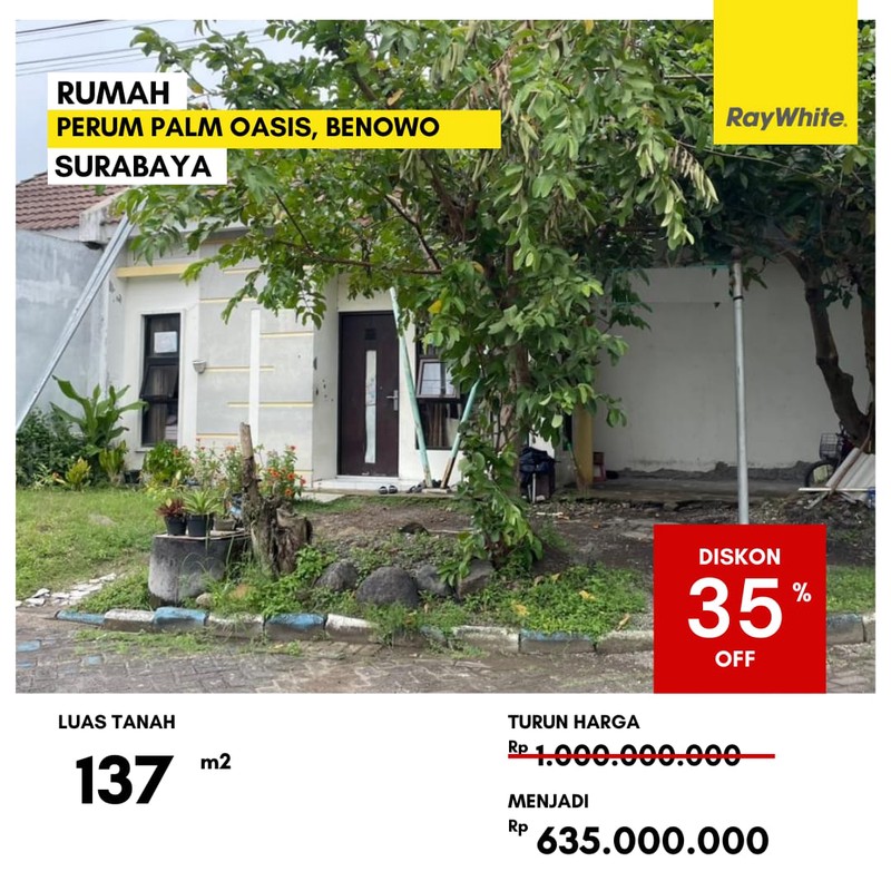 Dijual Rumah 600 Jutaan di Palm Oasis Benowo Surabaya