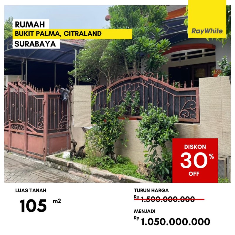 Dijual Rumah Lelang di Bukit Palma Citraland Surabaya