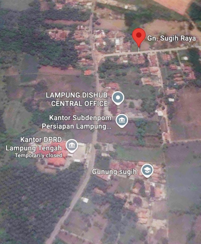 Tanah SHM 3.012 Strategis di Gn. Sugih Lampung Tengah 