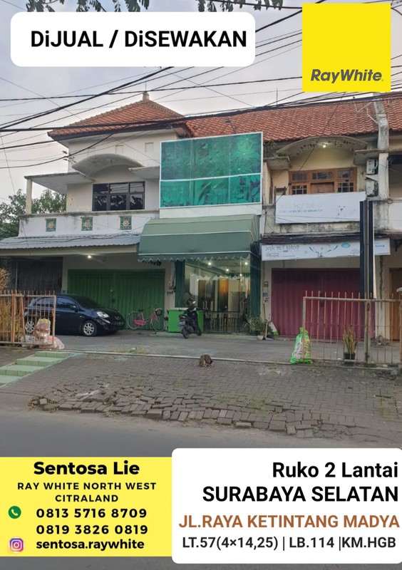 Disewakan Ruko Raya Ketintang Madya - Gayungan - Ruko 2 Lantai Nol Jalan Raya Surabaya Selatan 