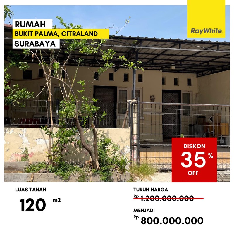Dijual Rumah 800 Jutaan di Bukit Palma Citraland Surabaya
