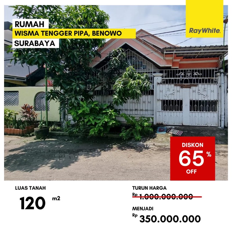 Dijual Rumah 350 Jutaan di Wisma Tengger Pipa Benowo Surabaya