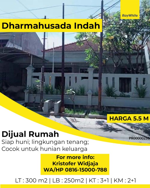 Rumah Dijual di Dharmahusada Indah Mulyorejo Surabaya Timur Siap Huni