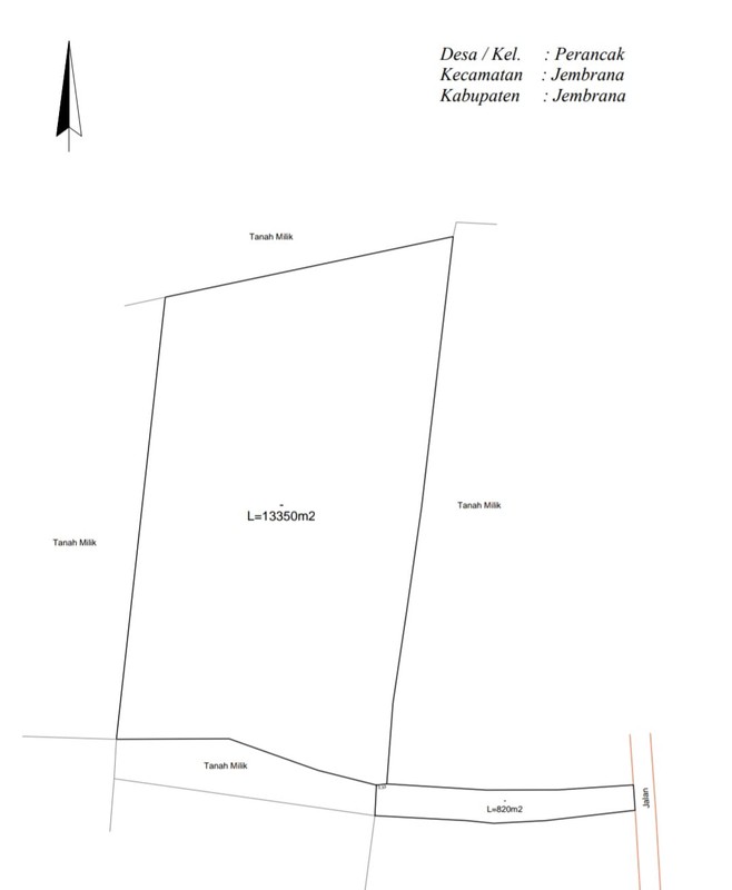 MURAH Dijual 1,4 Ha Tanah Jembrana BALI dekat area Wisata