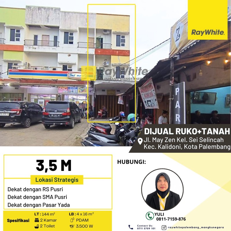 Dijual Ruko+Tanah di Jl. May Zen Kel. Sei Selincah Kec. Kalidoni, Kota Palembang