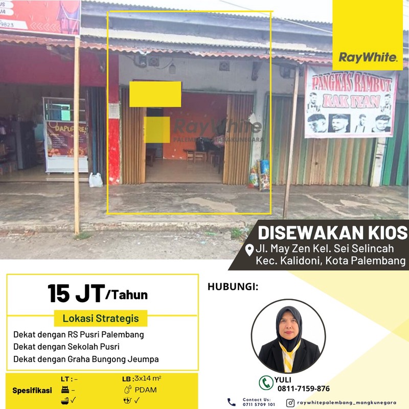 Disewakan Kios di Jl. May Zen Kel. Sei Selincah Kec. Kalidoni, Kota Palembang