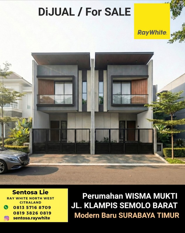 2 Milyar-an Dijual Rumah Baru Wisma Mukti - Klampis Semolo Barat - Semolowaru - New Baru Modern Minimalis 2 Lantai Surabaya Timur