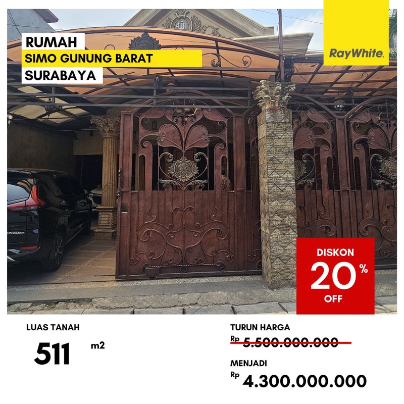 Dijual Rumah Pusat Kota di Simo Gunung Barat Surabaya