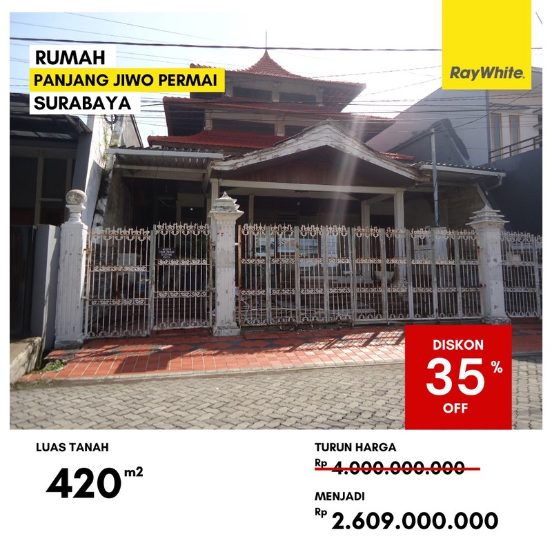 Dijual Rumah Lelang di Panjang Jiwo Permai Surabaya