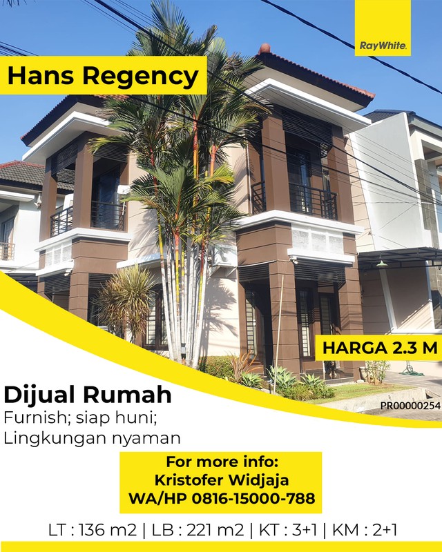 Rumah Dijual Manyar Tirtoyoso Hans Regency Mulyorejo Surabaya Timur