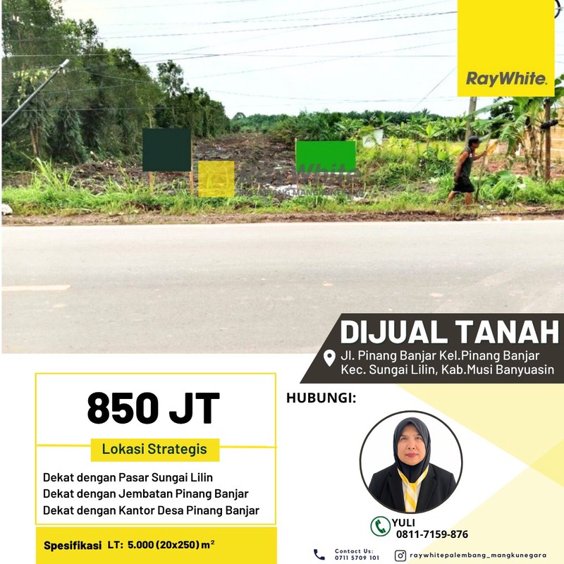 Dijual Tanah di Jl. Pinang Banjar Kel.Pinang Banjar Kec. Sungai Lilin, Kab.Musi Banyuasin